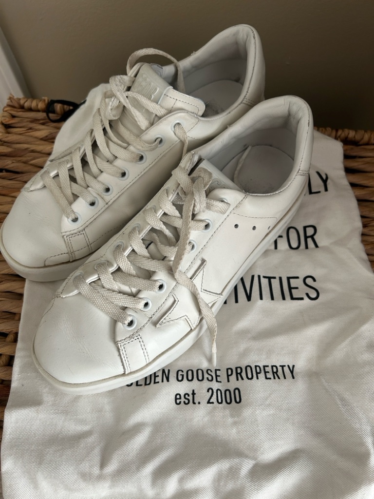 Golden Goose White Leather Low-Top Pure White Sneakers